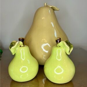 Vintage Nantucket Home Ceramic Pear Ensemble 5” And 10” Set Of Three